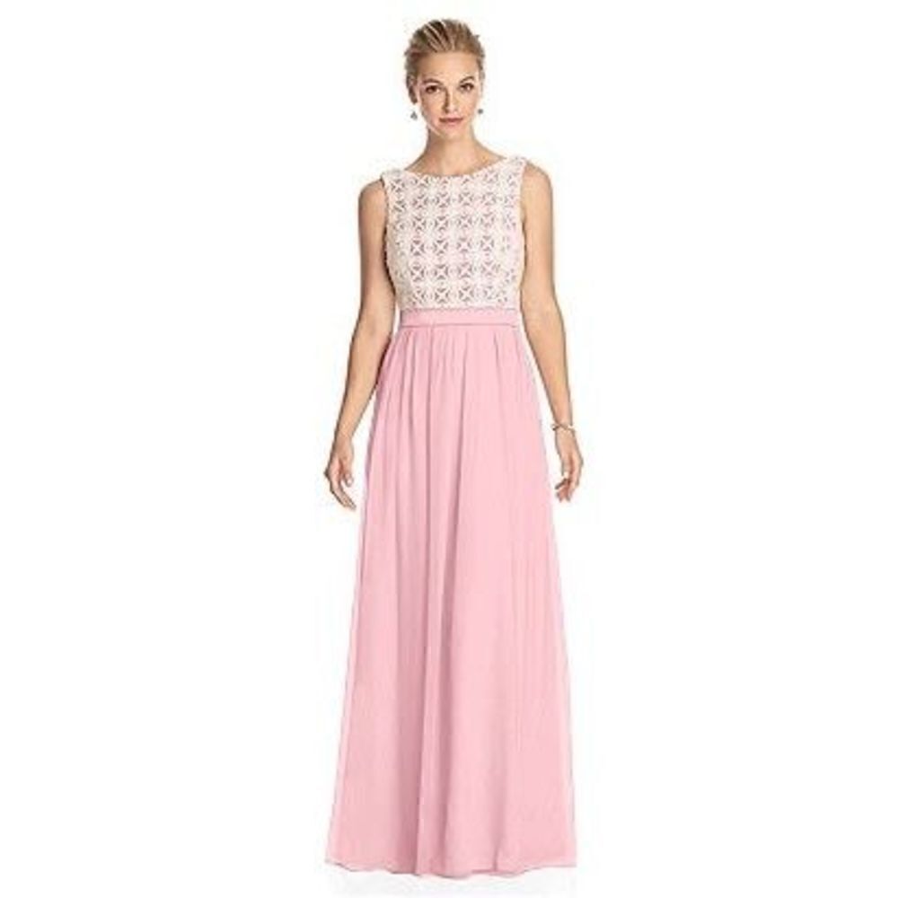 Lela Rose LR1821V Pink with Crochet Lace Bodice Bridesmaid/Formal Dress Sz10